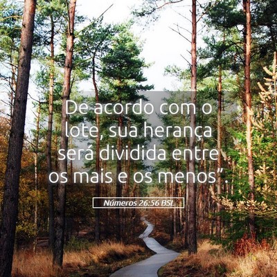 Picture 05 - Números 26:56 BSL - De acordo com o lote, sua herança será dividida - Bible Verse Picture