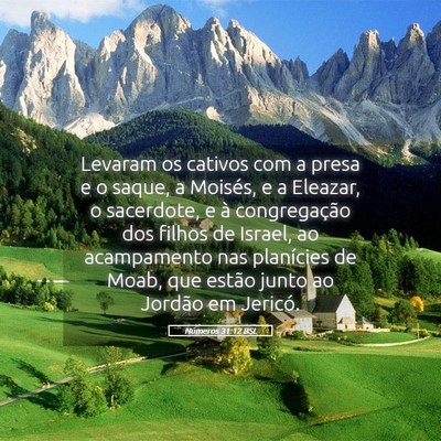 Picture 05 - Números 31:12 BSL - Levaram os cativos com a presa e o saque, a - Bible Verse Picture