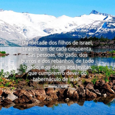 Picture 05 - Números 31:30 BSL - Da metade dos filhos de Israel, tirareis um de - Bible Verse Picture