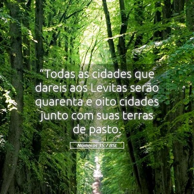 Picture 05 - Números 35:7 BSL - “Todas as cidades que dareis aos Levitas serão - Bible Verse Picture