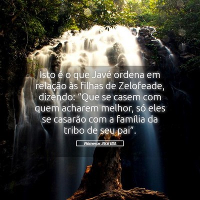 Picture 05 - Números 36:6 BSL - Isto é o que Javé ordena em relação às - Bible Verse Picture