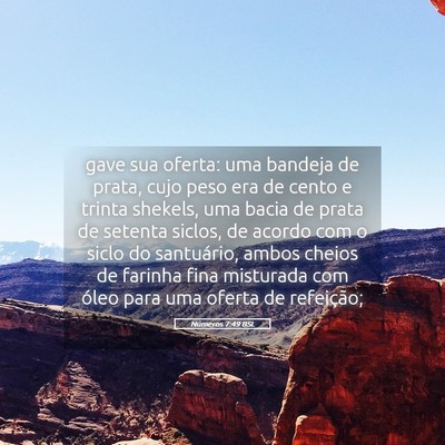 Picture 05 - Números 7:49 BSL - gave sua oferta: uma bandeja de prata, cujo peso - Bible Verse Picture