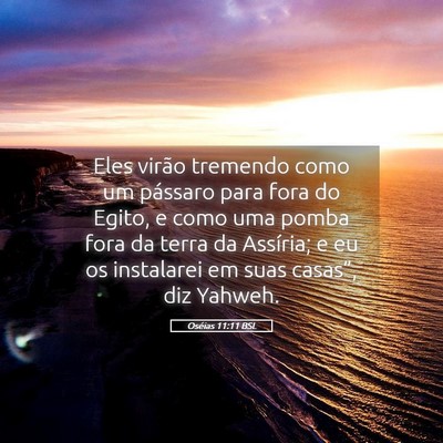 Picture 05 - Oséias 11:11 BSL - Eles virão tremendo como um pássaro para fora - Bible Verse Picture