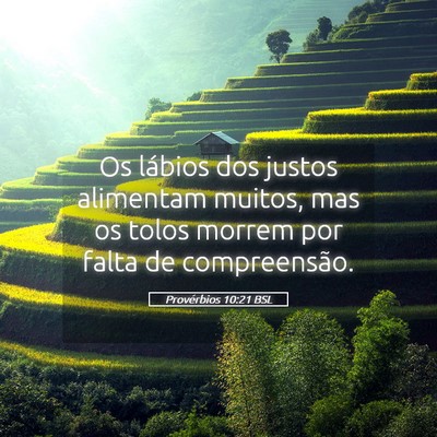 Picture 05 - Provérbios 10:21 BSL - Os lábios dos justos alimentam muitos, mas os - Bible Verse Picture