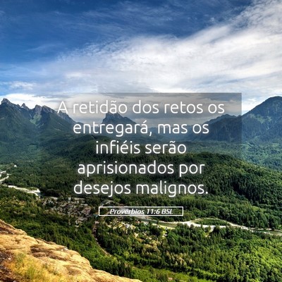Picture 05 - Provérbios 11:6 BSL - A retidão dos retos os entregará, mas os - Bible Verse Picture