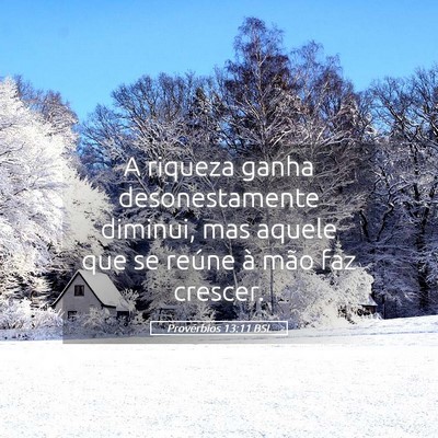 Picture 05 - Provérbios 13:11 BSL - A riqueza ganha desonestamente diminui, mas - Bible Verse Picture