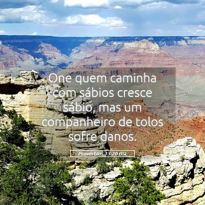 Picture 05 - Provérbios 13:20 BSL - One quem caminha com sábios cresce sábio, mas - Bible Verse Picture