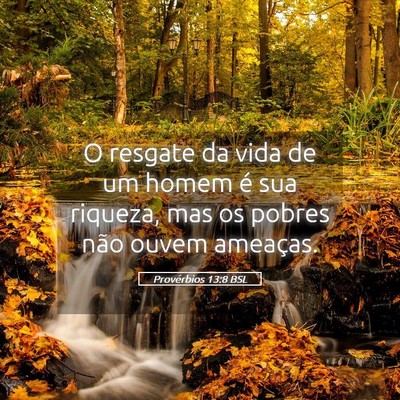 Picture 05 - Provérbios 13:8 BSL - O resgate da vida de um homem é sua riqueza, mas - Bible Verse Picture