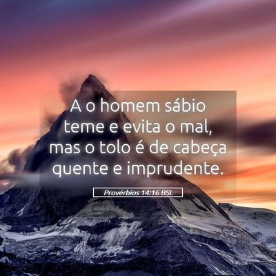 Picture 05 - Provérbios 14:16 BSL - A o homem sábio teme e evita o mal, mas o tolo - Bible Verse Picture