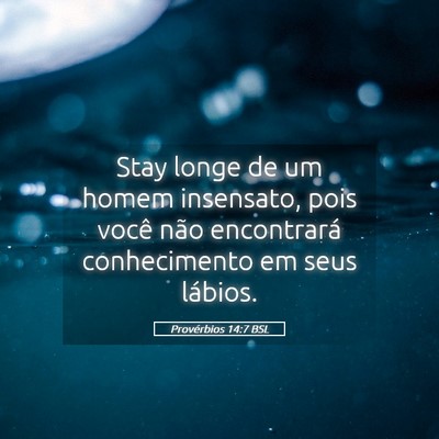 Picture 05 - Provérbios 14:7 BSL - Stay longe de um homem insensato, pois você não - Bible Verse Picture