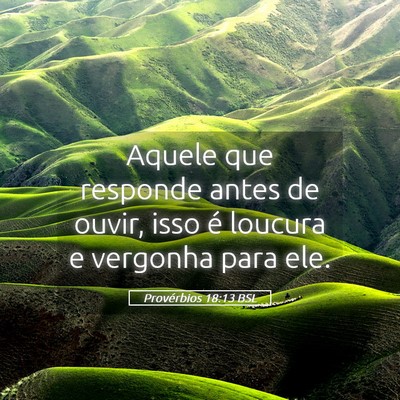Picture 05 - Provérbios 18:13 BSL - Aquele que responde antes de ouvir, isso é - Bible Verse Picture