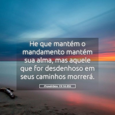 Picture 05 - Provérbios 19:16 BSL - He que mantém o mandamento mantém sua alma, mas - Bible Verse Picture
