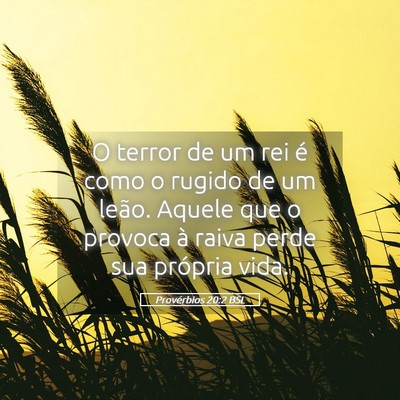 Picture 05 - Provérbios 20:2 BSL - O terror de um rei é como o rugido de um leão. - Bible Verse Picture
