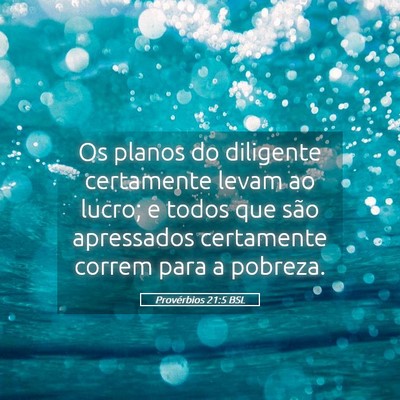 Picture 05 - Provérbios 21:5 BSL - Os planos do diligente certamente levam ao lucro; - Bible Verse Picture
