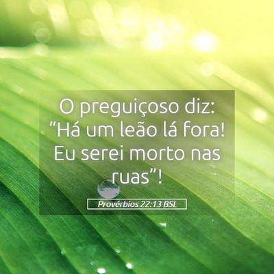 Picture 05 - Provérbios 22:13 BSL - O preguiçoso diz: “Há um leão lá fora! Eu - Bible Verse Picture