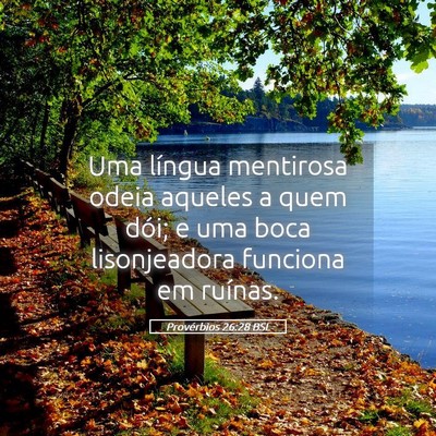Picture 05 - Provérbios 26:28 BSL - Uma língua mentirosa odeia aqueles a quem dói; - Bible Verse Picture