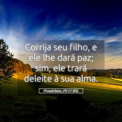 Picture 05 - Provérbios 29:17 BSL - Corrija seu filho, e ele lhe dará paz; sim, ele - Bible Verse Picture
