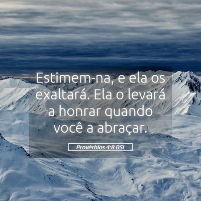 Picture 05 - Provérbios 4:8 BSL - Estimem-na, e ela os exaltará. Ela o levará a - Bible Verse Picture