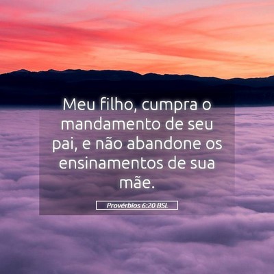 Picture 05 - Provérbios 6:20 BSL - Meu filho, cumpra o mandamento de seu pai, e não - Bible Verse Picture