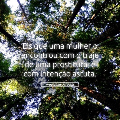 Picture 05 - Provérbios 7:10 BSL - Eis que uma mulher o encontrou com o traje de uma - Bible Verse Picture