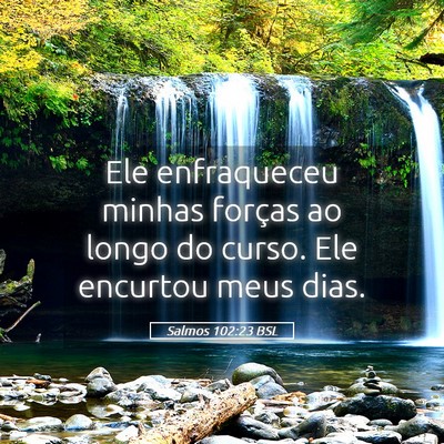 Picture 05 - Salmos 102:23 BSL - Ele enfraqueceu minhas forças ao longo do curso. - Bible Verse Picture