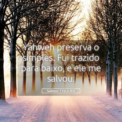 Picture 05 - Salmos 116:6 BSL - Yahweh preserva o simples. Fui trazido para - Bible Verse Picture