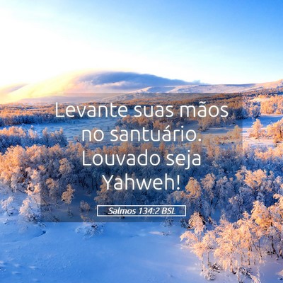 Picture 05 - Salmos 134:2 BSL - Levante suas mãos no santuário. Louvado seja - Bible Verse Picture