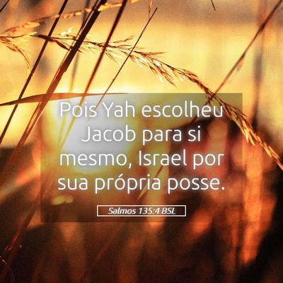 Picture 05 - Salmos 135:4 BSL - Pois Yah escolheu Jacob para si mesmo, Israel por - Bible Verse Picture