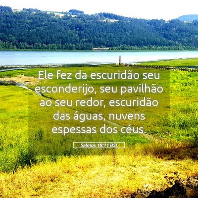 Picture 05 - Salmos 18:11 BSL - Ele fez da escuridão seu esconderijo, seu - Bible Verse Picture