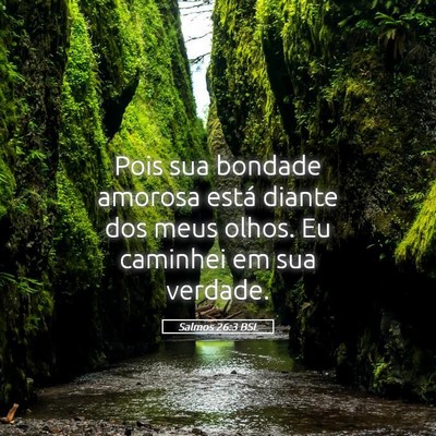 Picture 05 - Salmos 26:3 BSL - Pois sua bondade amorosa está diante dos meus - Bible Verse Picture