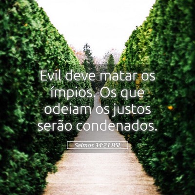 Picture 05 - Salmos 34:21 BSL - Evil deve matar os ímpios. Os que odeiam os - Bible Verse Picture