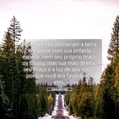 Picture 05 - Salmos 44:3 BSL - Pois eles não obtiveram a terra em posse com sua - Bible Verse Picture