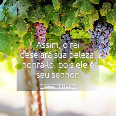 Picture 05 - Salmos 45:11 BSL - Assim, o rei desejará sua beleza, honrá-lo, - Bible Verse Picture