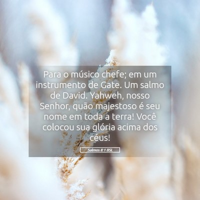Picture 05 - Salmos 8:1 BSL - Para o músico chefe; em um instrumento de Gate. - Bible Verse Picture