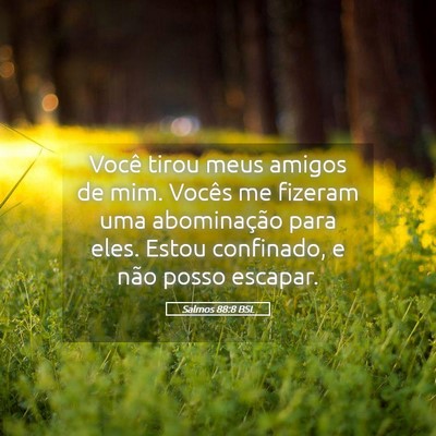 Picture 05 - Salmos 88:8 BSL - Você tirou meus amigos de mim. Vocês me fizeram - Bible Verse Picture