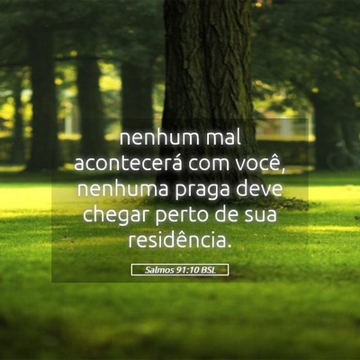 Picture 05 - Salmos 91:10 BSL - nenhum mal acontecerá com você, nenhuma praga - Bible Verse Picture