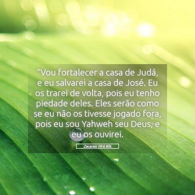 Picture 05 - Zacarias 10:6 BSL - “Vou fortalecer a casa de Judá, e eu salvarei - Bible Verse Picture