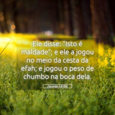 Picture 05 - Zacarias 5:8 BSL - Ele disse: “Isto é maldade”; e ele a jogou - Bible Verse Picture