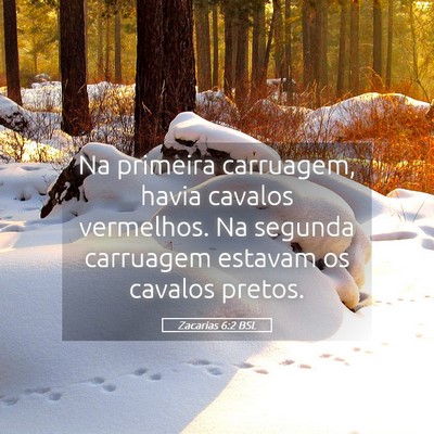 Picture 05 - Zacarias 6:2 BSL - Na primeira carruagem, havia cavalos vermelhos. - Bible Verse Picture