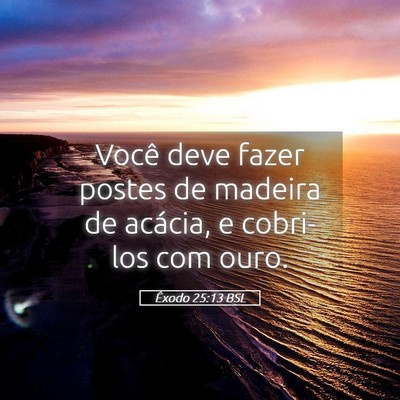 Picture 05 - Êxodo 25:13 BSL - Você deve fazer postes de madeira de acácia, e - Bible Verse Picture