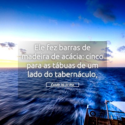 Picture 05 - Êxodo 36:31 BSL - Ele fez barras de madeira de acácia: cinco para - Bible Verse Picture