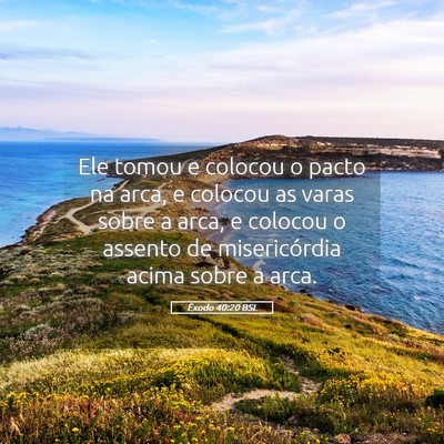 Picture 05 - Êxodo 40:20 BSL - Ele tomou e colocou o pacto na arca, e colocou as - Bible Verse Picture