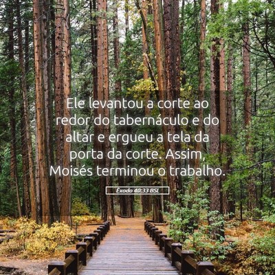 Picture 05 - Êxodo 40:33 BSL - Ele levantou a corte ao redor do tabernáculo e - Bible Verse Picture
