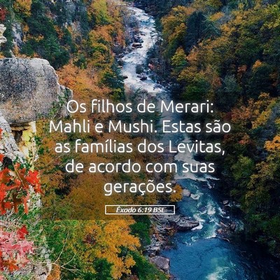 Picture 05 - Êxodo 6:19 BSL - Os filhos de Merari: Mahli e Mushi. Estas são as - Bible Verse Picture