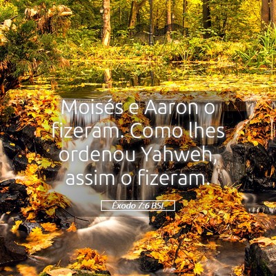 Picture 05 - Êxodo 7:6 BSL - Moisés e Aaron o fizeram. Como lhes ordenou - Bible Verse Picture