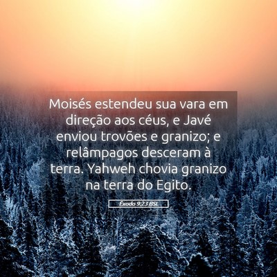 Picture 05 - Êxodo 9:23 BSL - Moisés estendeu sua vara em direção aos céus, - Bible Verse Picture