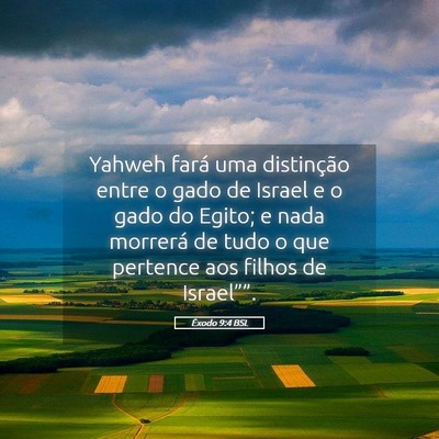 Picture 05 - Êxodo 9:4 BSL - Yahweh fará uma distinção entre o gado de - Bible Verse Picture