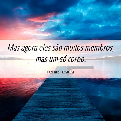 Picture 06 - 1 Coríntios 12:20 BSL - Mas agora eles são muitos membros, mas um só - Bible Verse Picture