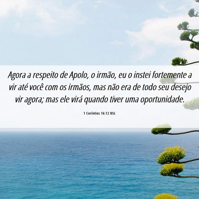Picture 06 - 1 Coríntios 16:12 BSL - Agora a respeito de Apolo, o irmão, eu o instei - Bible Verse Picture
