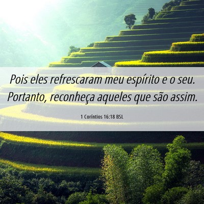 Picture 06 - 1 Coríntios 16:18 BSL - Pois eles refrescaram meu espírito e o seu. - Bible Verse Picture